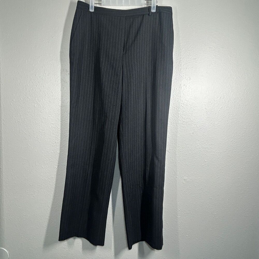 Casual Corner Annex Pants Womens 12 Black Pinstripe Straight Leg Dress Office